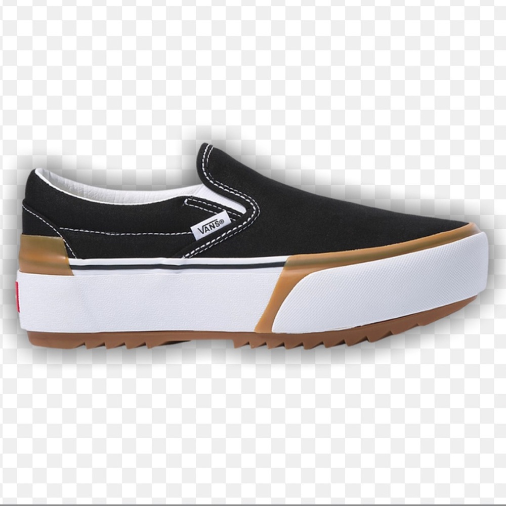 Vans stacked Black and White Sneakers with Brown Accents - Picture 3 of 13